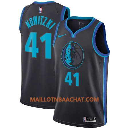 Maillot NBA Dallas Mavericks Dirk Nowitzki 41 2018-19 Nike City Edition Noir Bleu Swingman - Homme Maillot NBA Dallas Mavericks Dirk Nowitzki 41 2018-19 Nike City Edition Noir Bleu Swingman - Homme